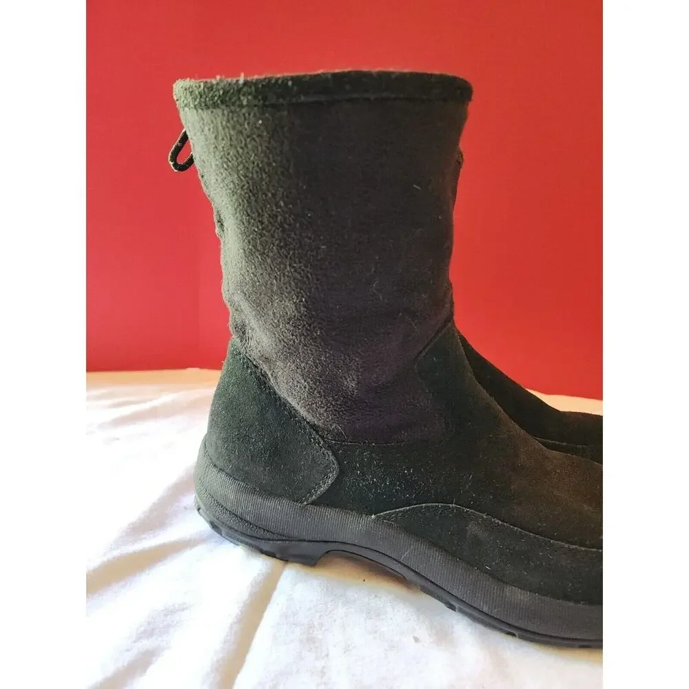 Ll Bean Black Ankle Boots Side Zipper Men's Size 10 M suede and fleece